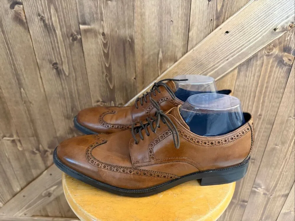 Cole Haan Men’s Size 10 Brown Leather Wingtip Oxford Dress Shoes Brogue Lace-Up